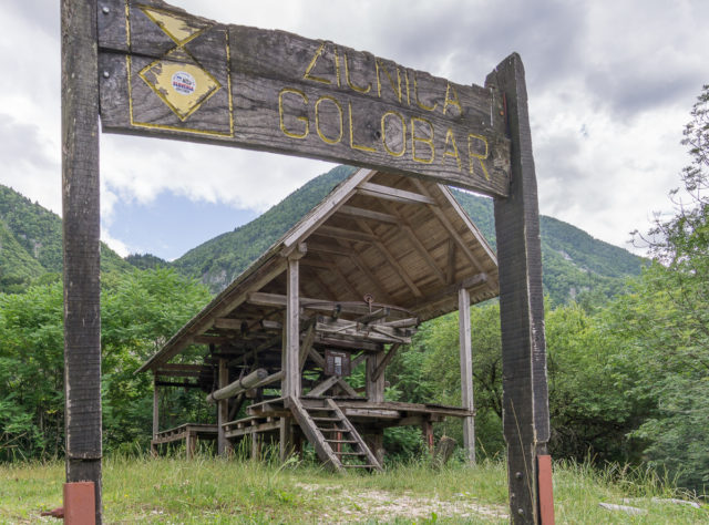 Hinweisschild Alte Holzfäller Seilbahn